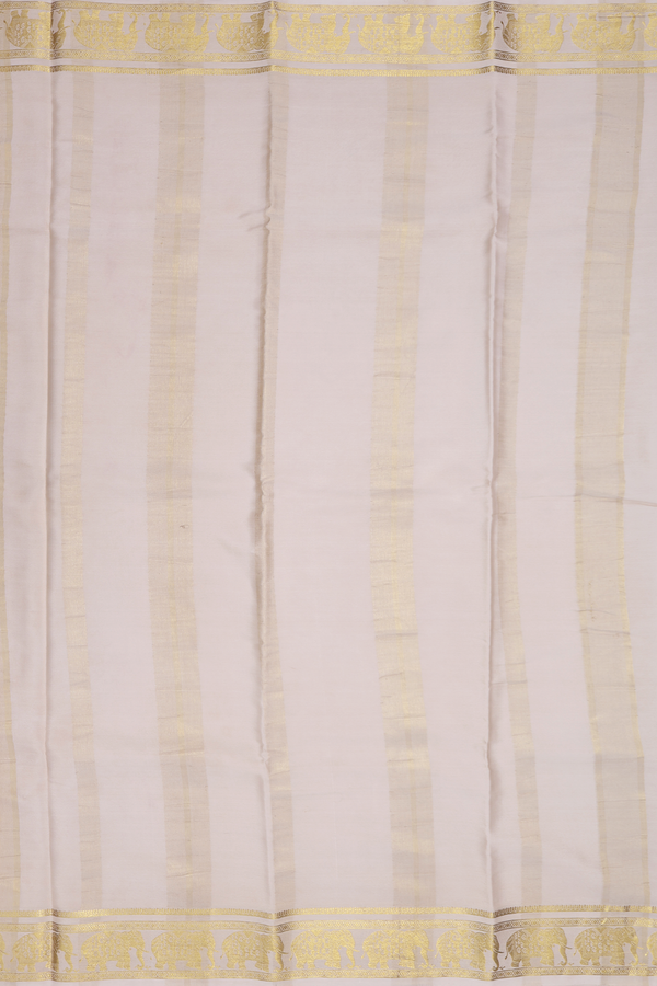 Mysore Silk Saree In Plain Scarlet Red With Elephant Border