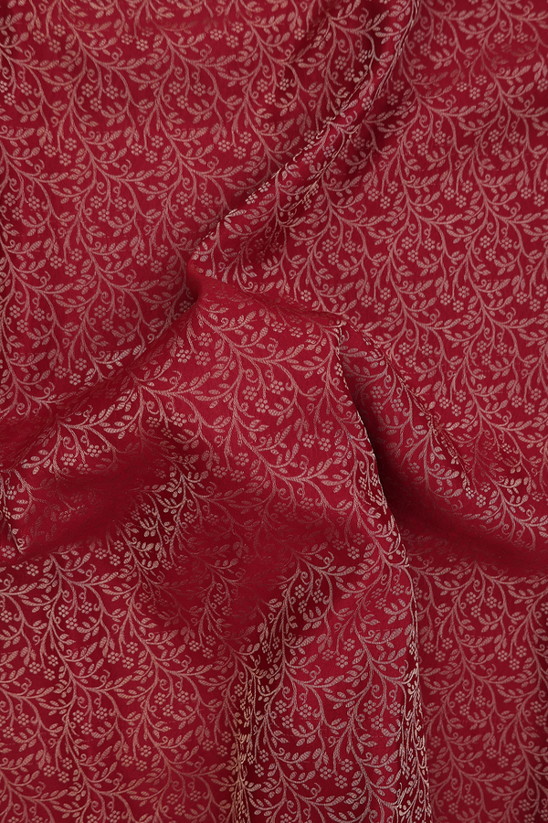 Mysore Silk Saree In Red With Brocade Design