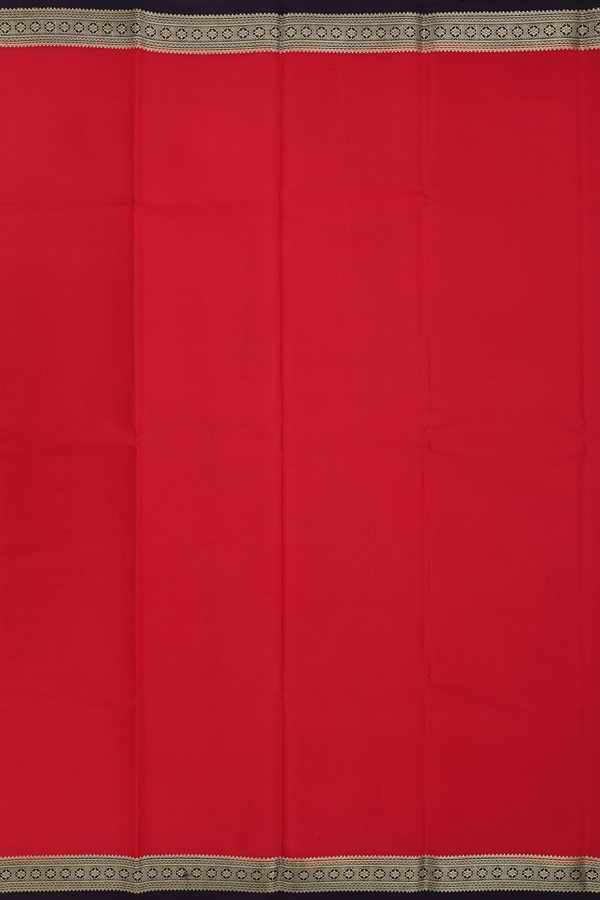 Mysore Silk Saree In Scarlet Red With Contrast Border