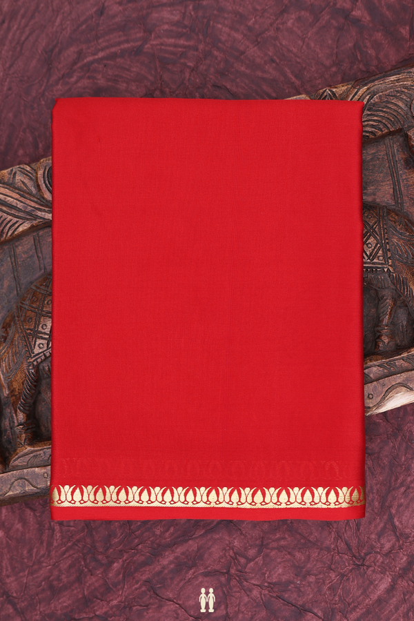 Mysore Silk Saree In Red With Zari Border