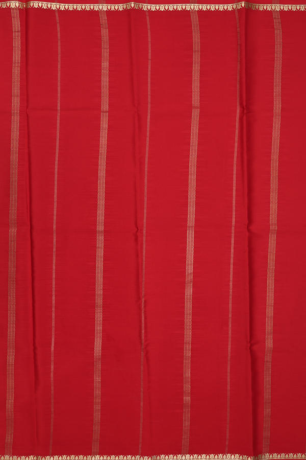 Mysore Silk Saree In Red With Zari Border