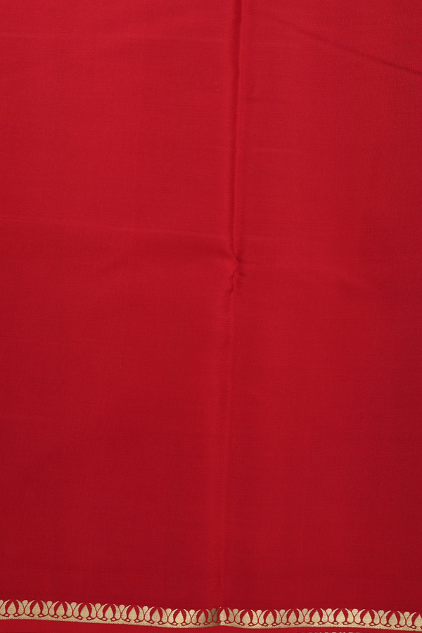 Mysore Silk Saree In Red With Zari Border