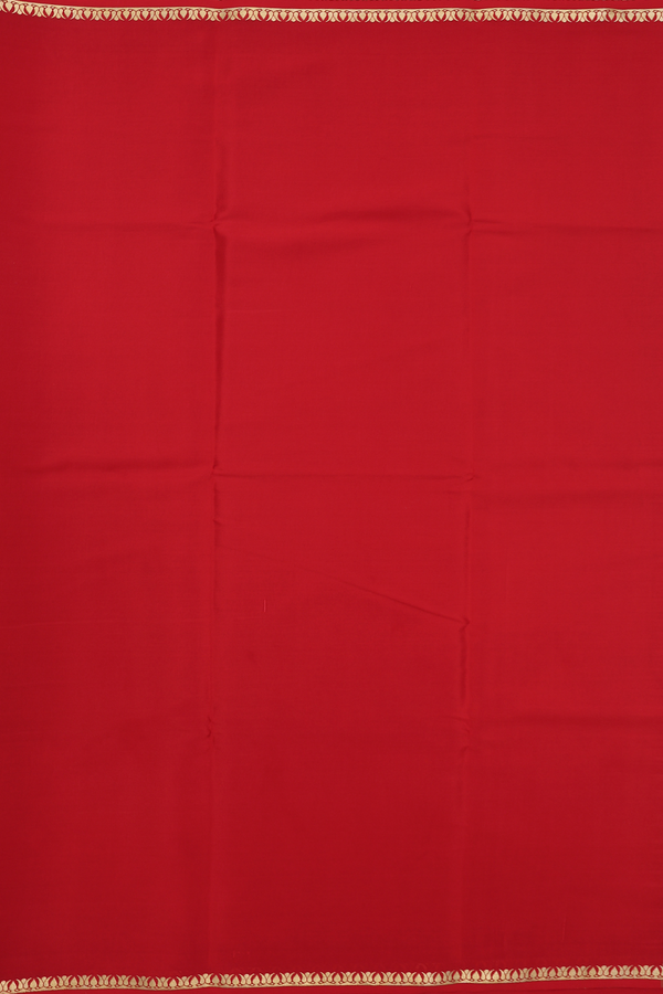 Mysore Silk Saree In Red With Zari Border