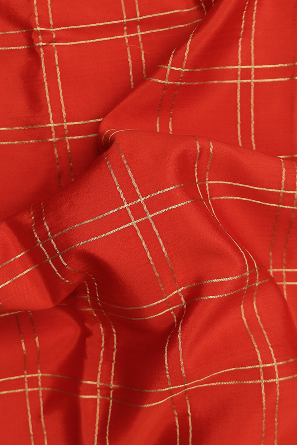 Mysore Silk Saree In Rust Orange With Checks Design