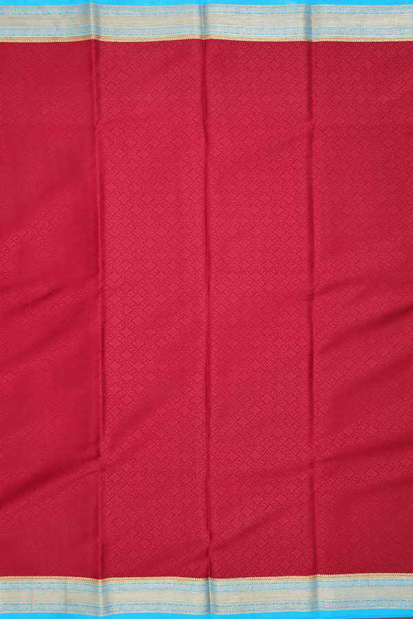 Mysore Silk Saree In Rust Red With Threadwork Design