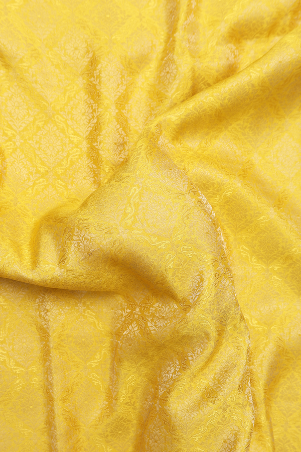 Mysore Silk Saree In Saffron Yellow With Brocade Design