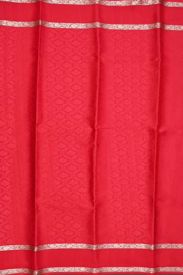 Mysore Silk Saree In Scarlet Red With Ogee Design
