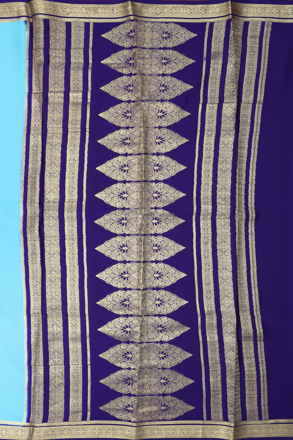 Mysore Silk Saree In Sky Blue With Contrast Border