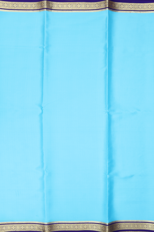 Mysore Silk Saree In Sky Blue With Contrast Border