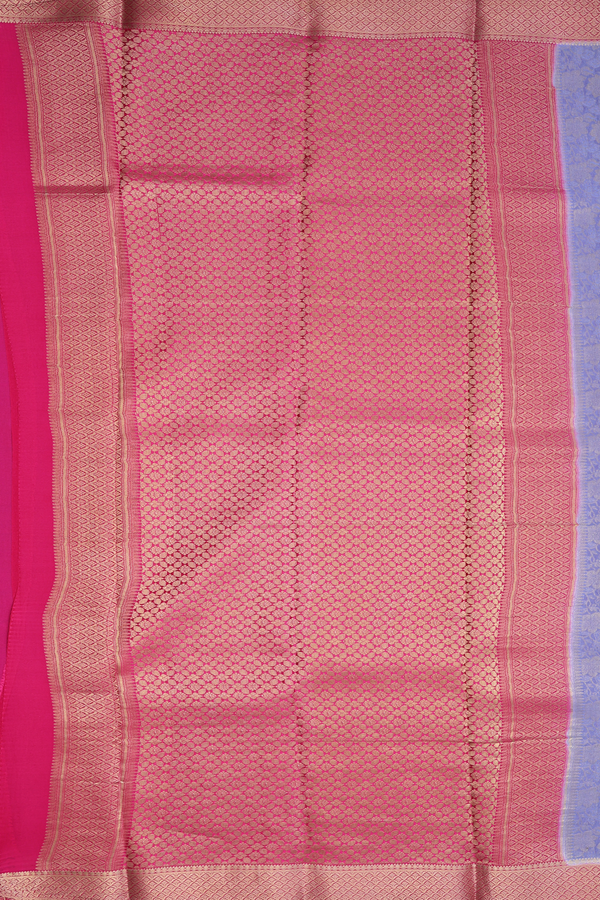 Mysore Silk Saree In Space Blue With Floral Design