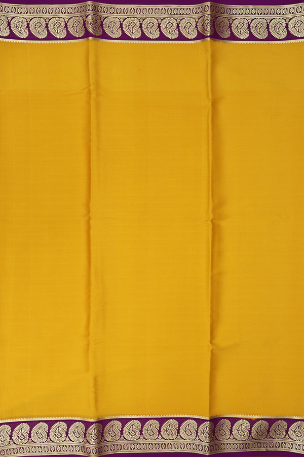 Mysore Silk Saree In Yellow With Paisley Border