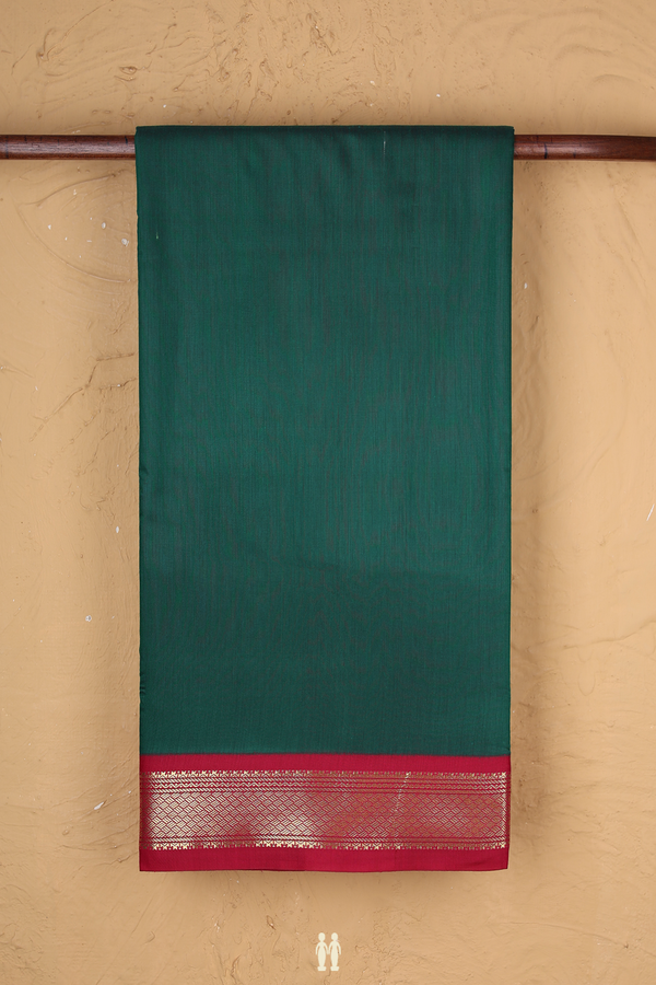 Nine Yards Apoorva Cotton Forest Green With Contrast Border