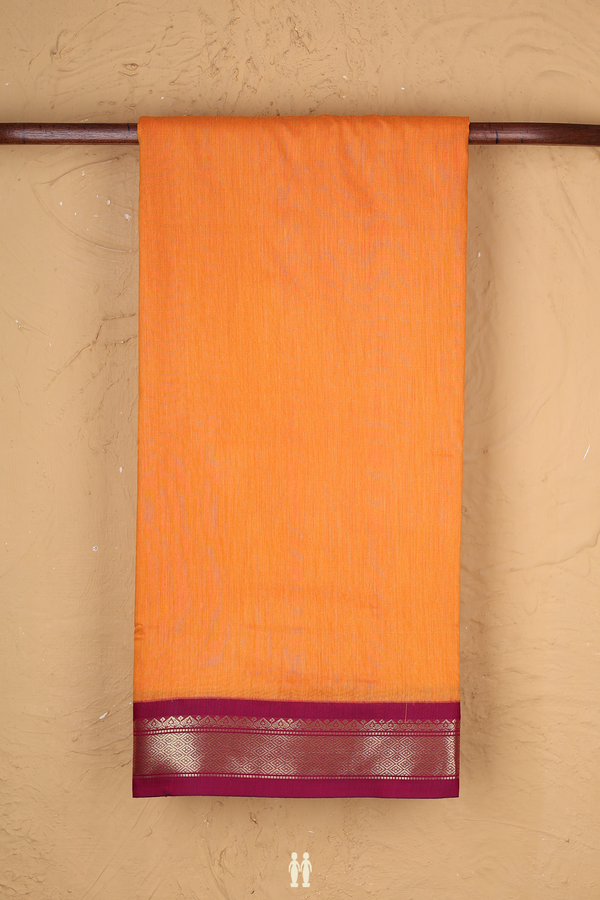 Nine Yards Apoorva Cotton In Orange With Contrast Border