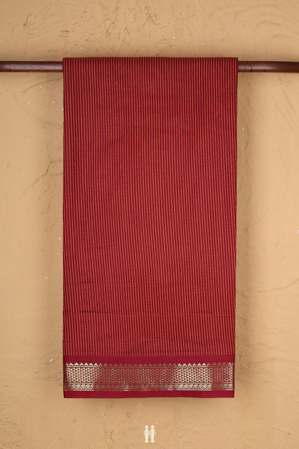 Nine Yards Apoorva Cotton In Red With Checks Design
