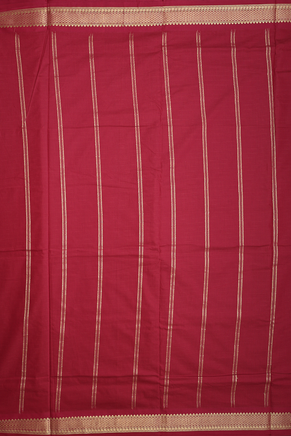 Nine Yards Apoorva Cotton In Red With Checks Design