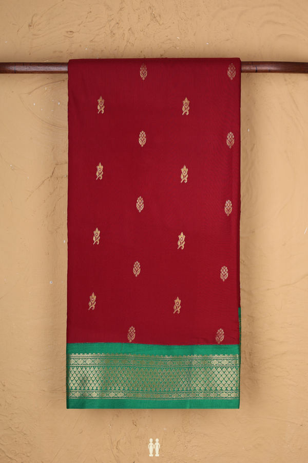 Nine Yards Apoorva Cotton In Red With Floral Buttas