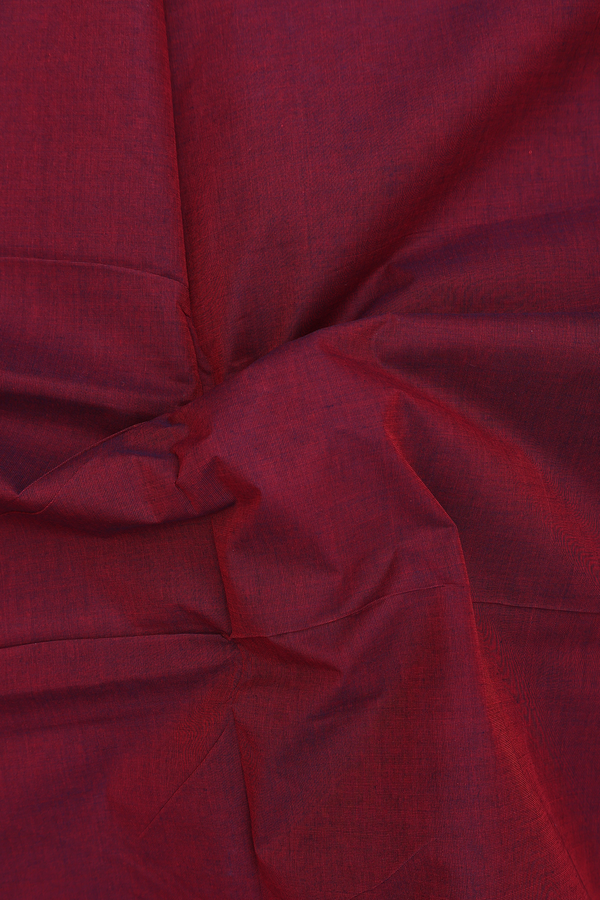 Nine Yards Cotton Saree Burgundy Red With Threadwork Border