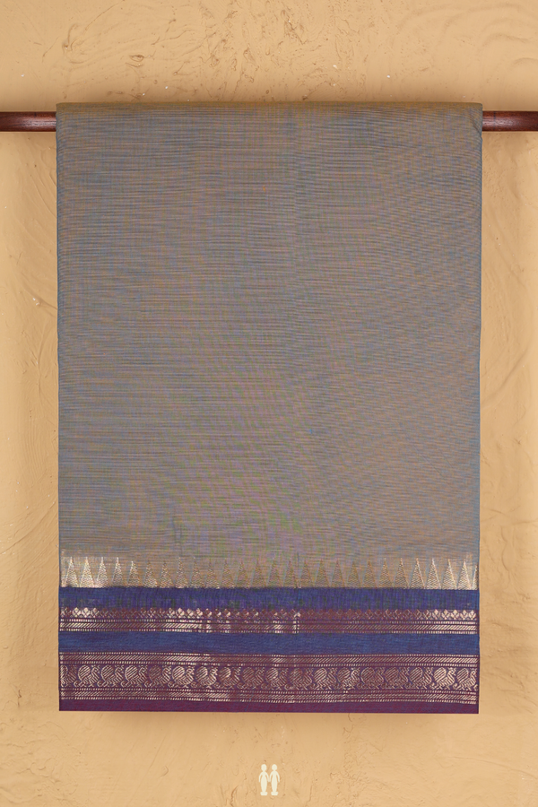 Nine Yards Cotton Saree In Dual Tone With Contrast Border