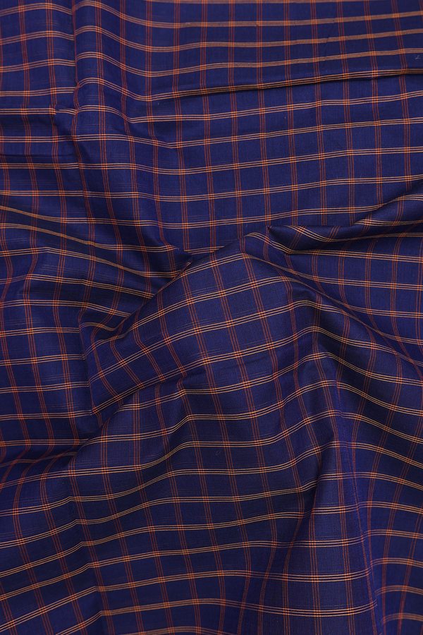 Nine Yards Cotton Saree In Navy Blue With Contrast Border
