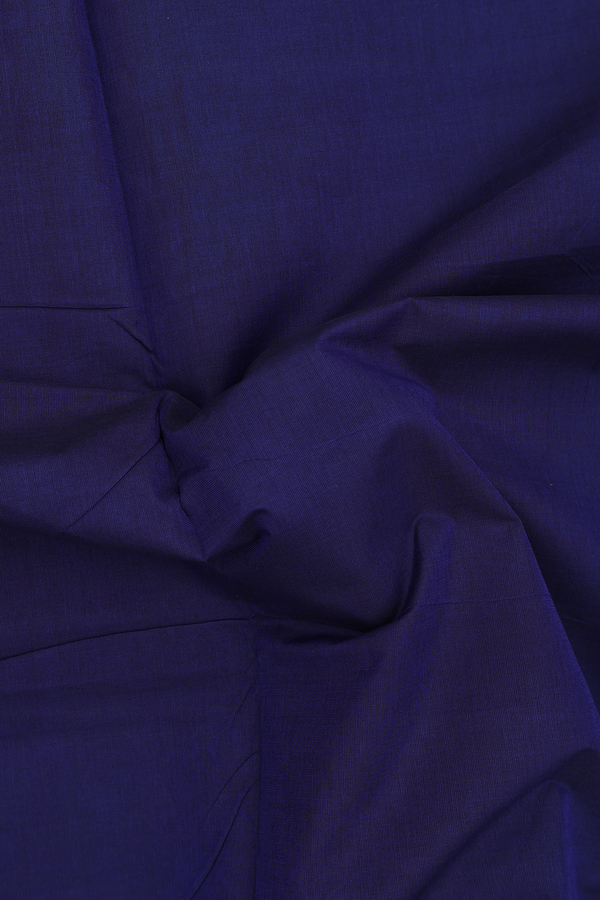 Nine Yards Cotton Saree Navy Blue With Threadwork Border