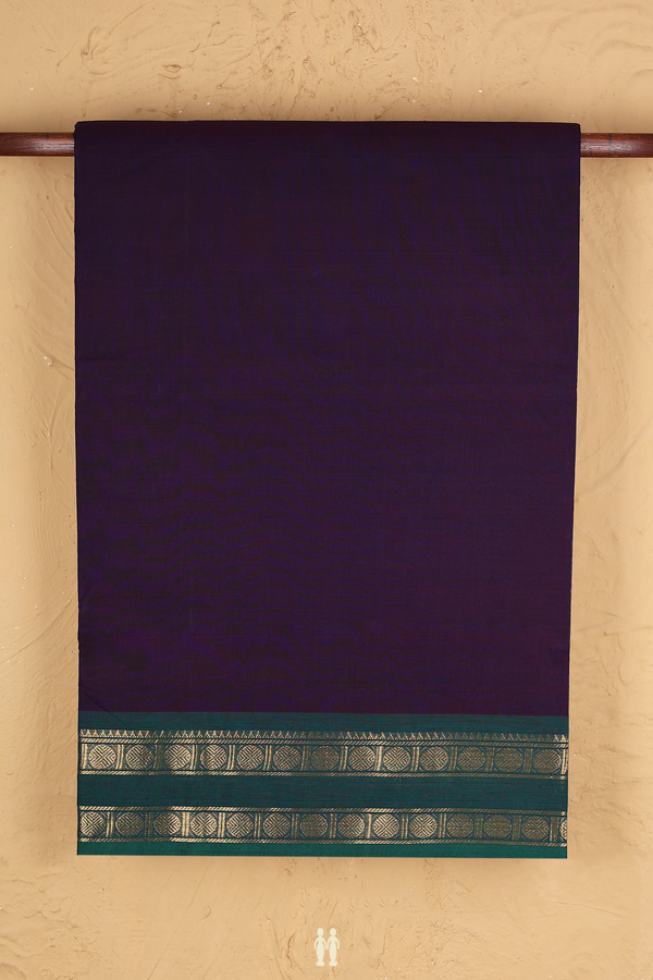 Nine Yards Cotton Saree In Regal Purple With Contrast Border