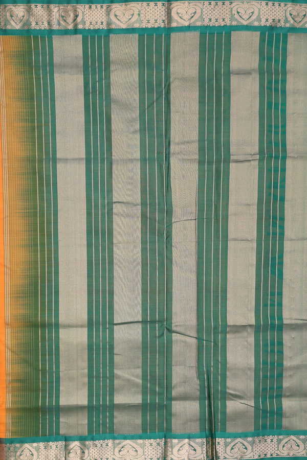 Nine Yards Silk Cotton Saree Bright Orange With Contrast Border