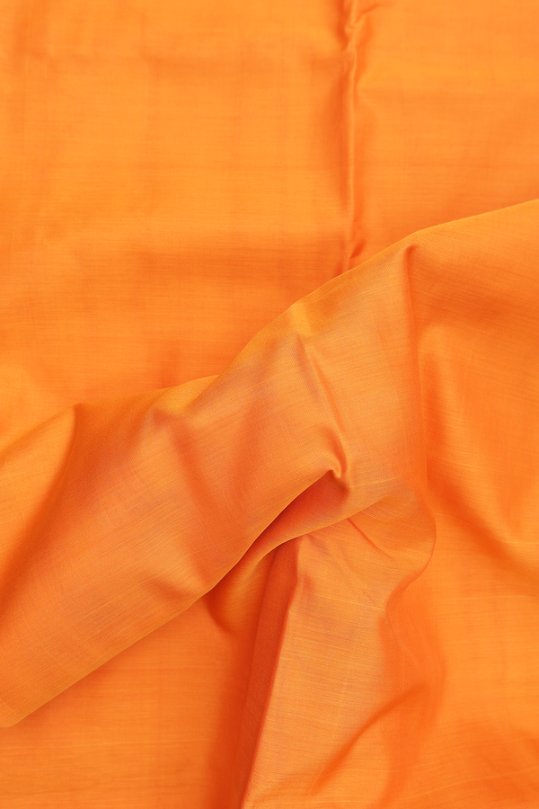 Nine Yards Silk Cotton Saree Bright Orange With Contrast Border