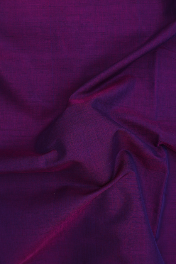 Nine Yards Silk Cotton Saree Deep Purple With Rudraksh Border