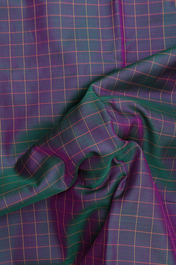 Nine Yards Silk Cotton Saree In Dual Tone With Checks Design