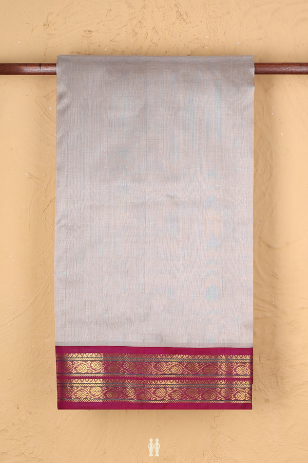 Nine Yards Silk Cotton Saree In Grey With Contrast Border