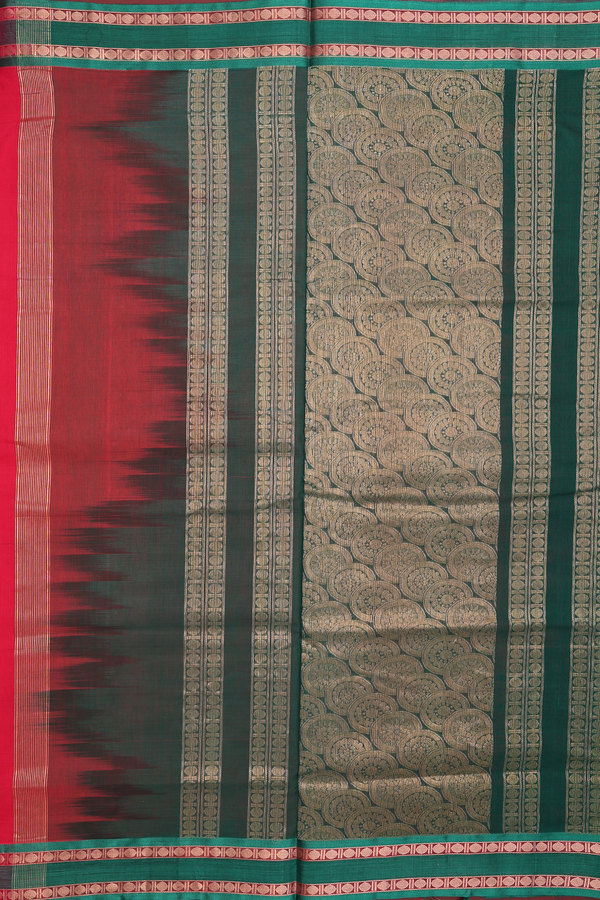 Nine Yards Silk Cotton Saree In Hot Pink With Contrast Borde