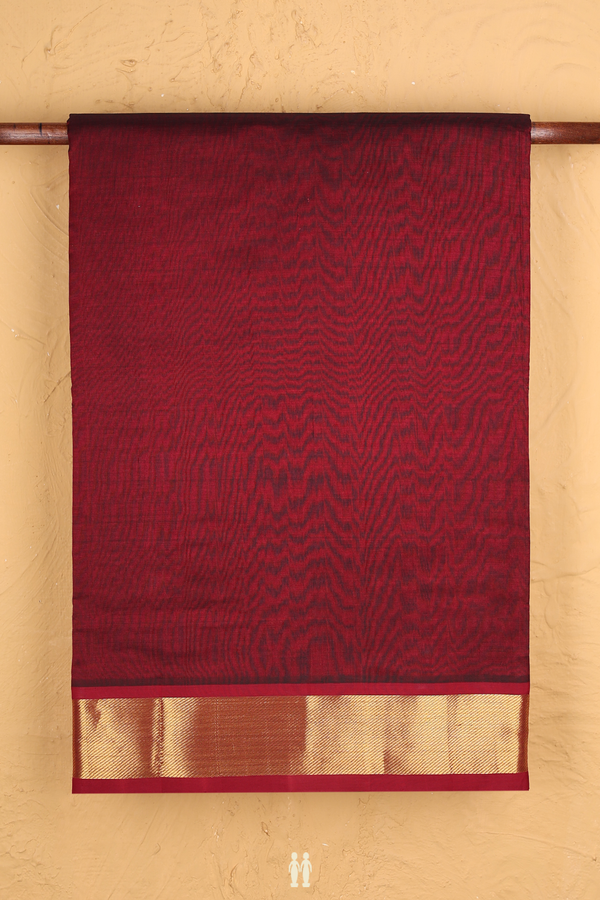 Nine Yards Silk Cotton Saree In Maroon With Zari Border