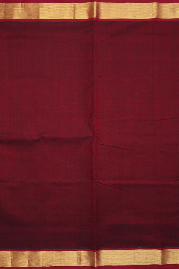 Nine Yards Silk Cotton Saree In Maroon With Zari Border