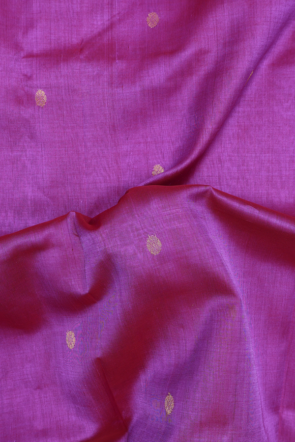 Nine Yards Silk Cotton Saree In Purple With Zari Buttas