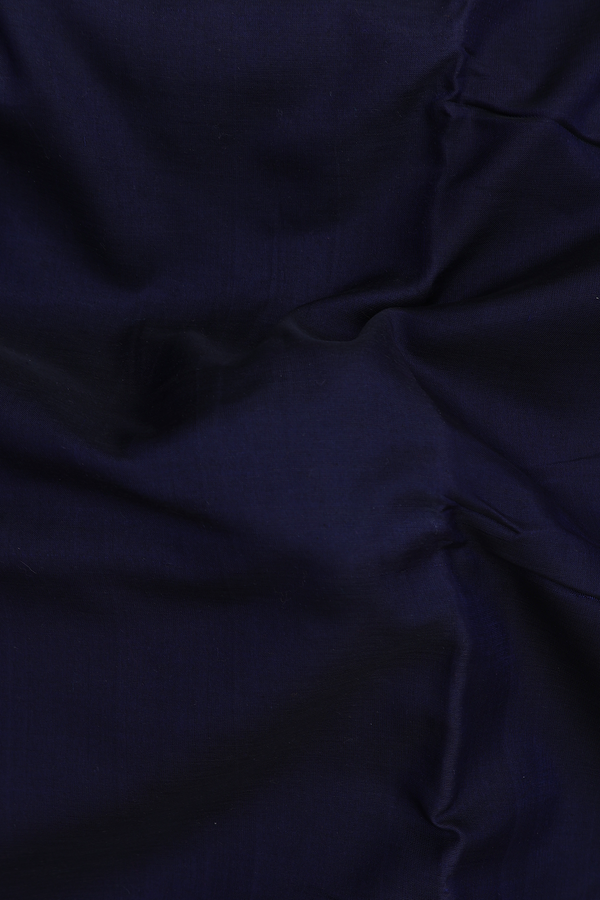 Nine Yards Silk Cotton Saree Navy Blue With Rudraksh Border