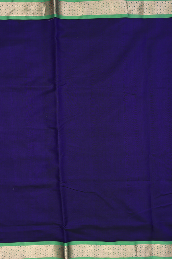 Nine Yards Silk Cotton Saree Royal Blue With Contrast Border