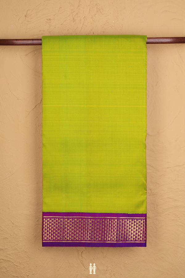 Nine Yards Silk Saree In Lime Green With Arai Maadam Border