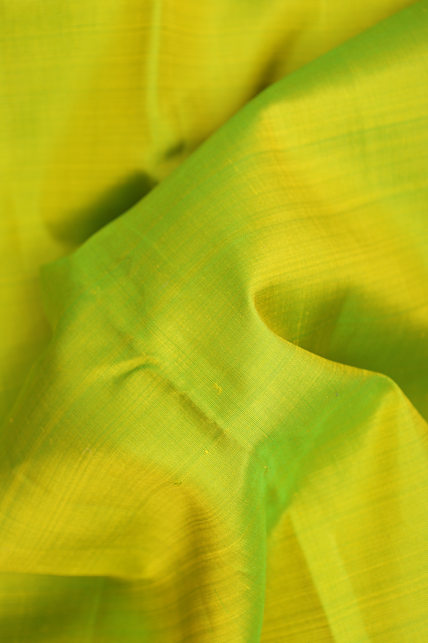 Nine Yards Silk Saree In Lime Green With Arai Maadam Border