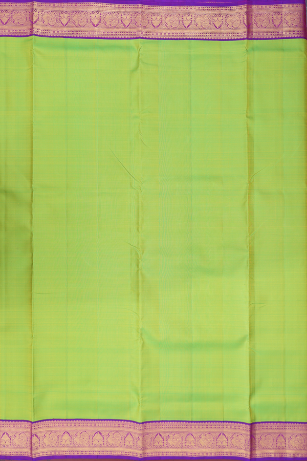 Nine Yards Silk Saree In Lime Green With Contrast Border