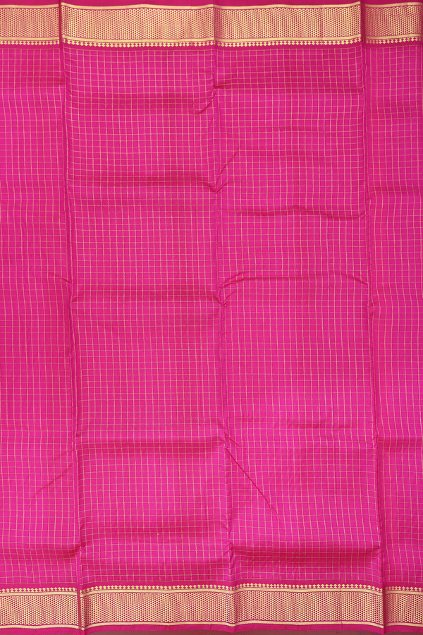 Nine Yards Silk Saree In Magenta With Checks Design