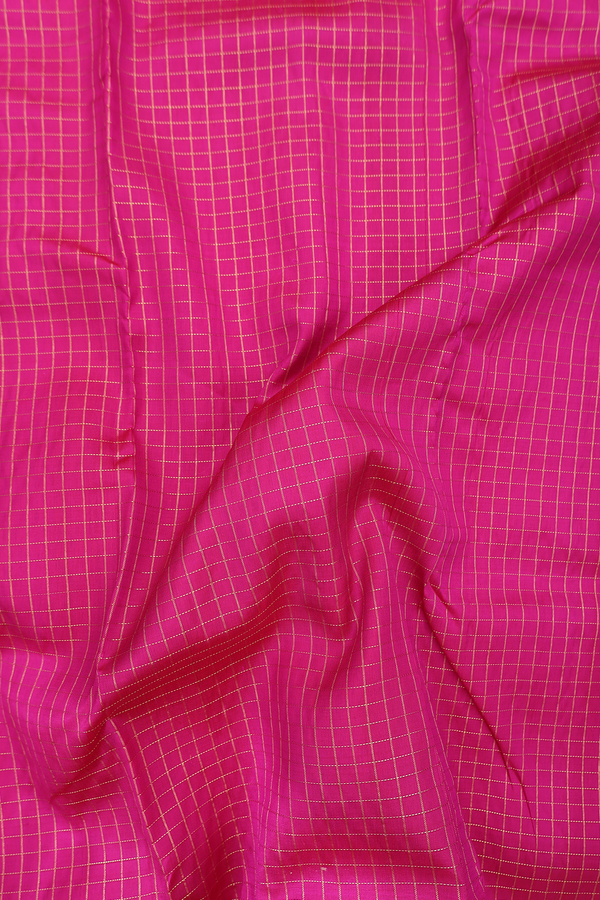 Nine Yards Silk Saree In Magenta With Checks Design