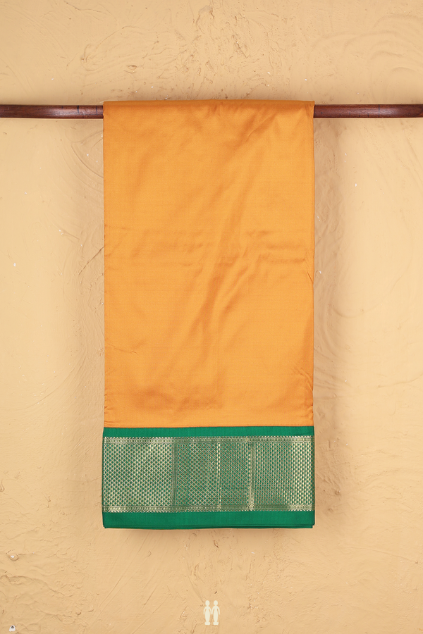Nine Yards Silk Saree In Ochre Orange With Contrast Border
