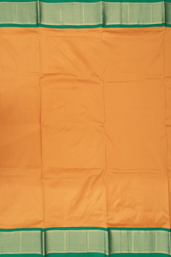 Nine Yards Silk Saree In Ochre Orange With Contrast Border