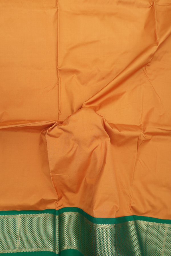 Nine Yards Silk Saree In Ochre Orange With Contrast Border