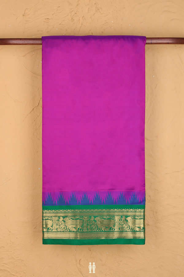 Nine Yards Silk Saree In Purple Rose With Traditional Border