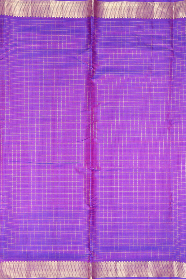Nine Yards Silk Saree In Purple With Checks Design