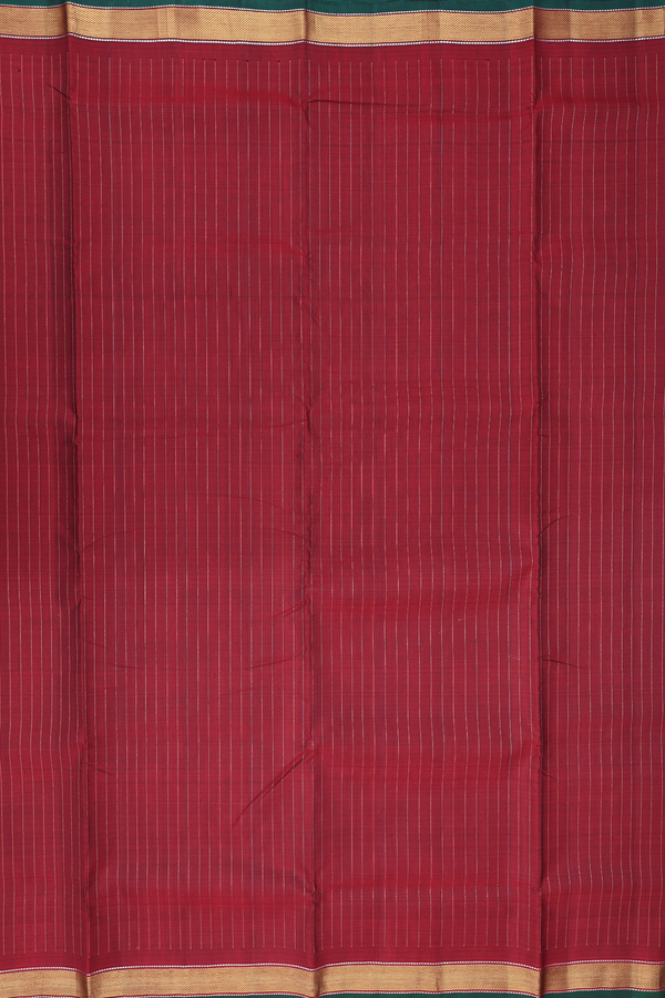 Nine Yards Silk Saree In Rust Red With Stripes Design