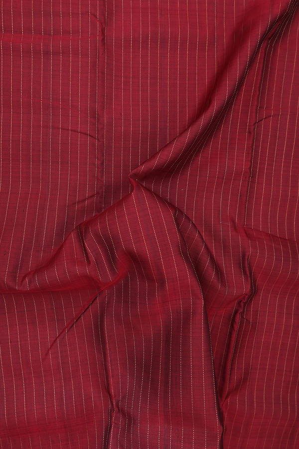 Nine Yards Silk Saree In Rust Red With Stripes Design