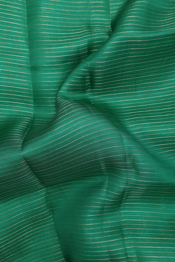 Organza Silk Saree In Forest Green With Stripes Design