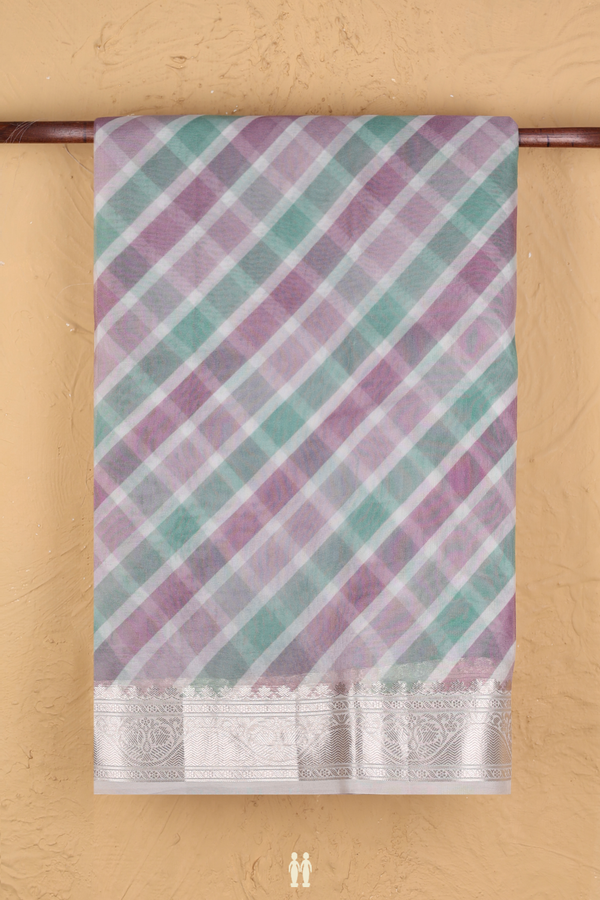 Organza Silk Saree In Multicolor With Diagonal Design